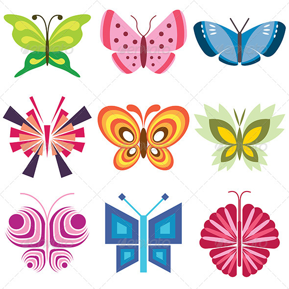 GraphicRiver Colorful Butterflies Icons Set 5487903 GraphicRiver Colorful Butterflies Icons Set 5487903