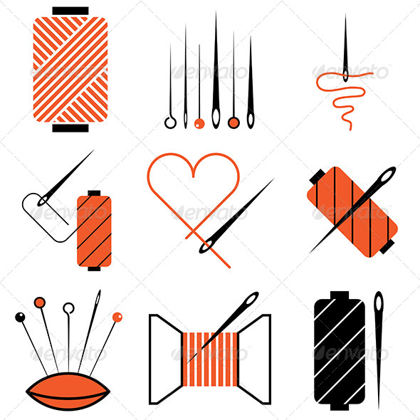 GraphicRiver Needle and Thread Icons Set 5487984 GraphicRiver Needle and Thread Icons Set 5487984