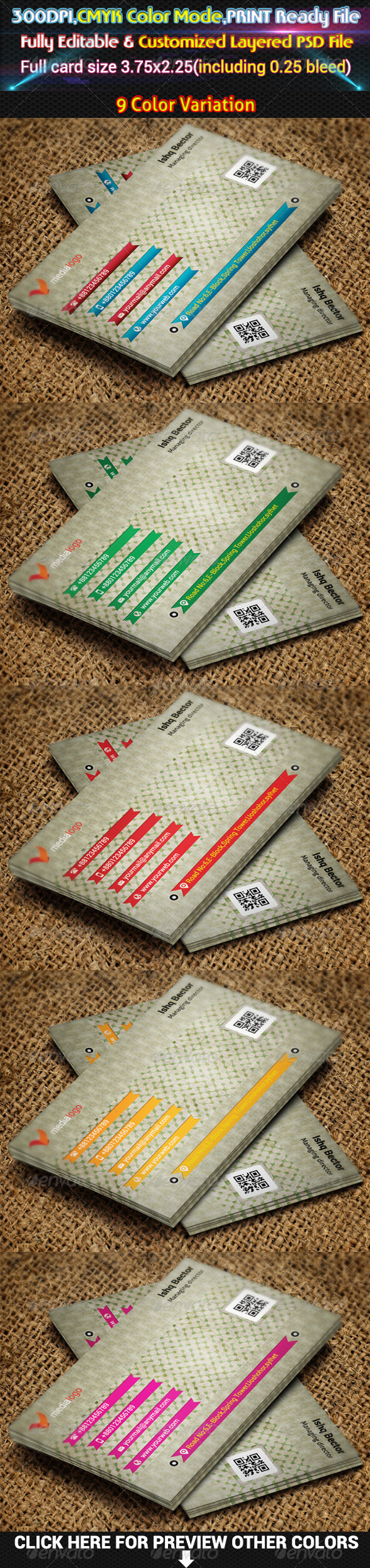 GraphicRiver 9 Colors variation Retro Business Card 5471145 GraphicRiver 9 Colors variation Retro Business Card 5471145