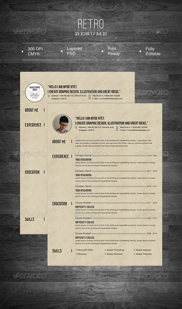 GraphicRiver Retro Resume 5479034 GraphicRiver Retro Resume 5479034