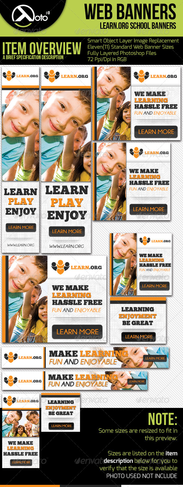 Child Learning Web Banners - Banners & Ads Web Elements