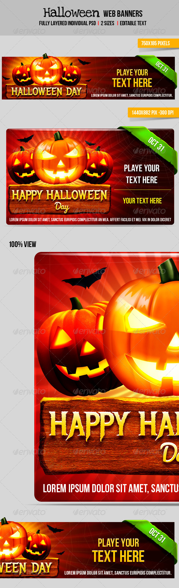 Halloween Web Banner - Banners & Ads Web Elements