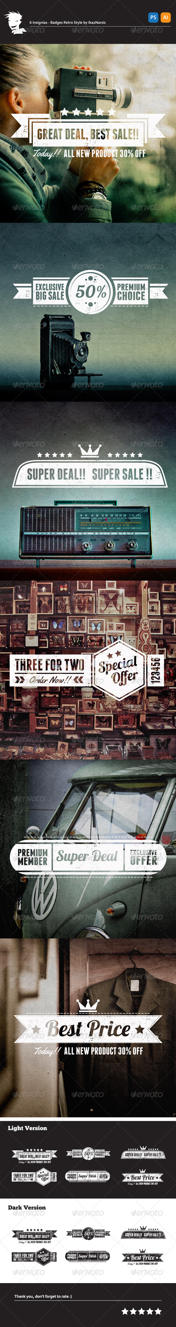 6 Banners Vintage Style - Badges & Stickers Web Elements