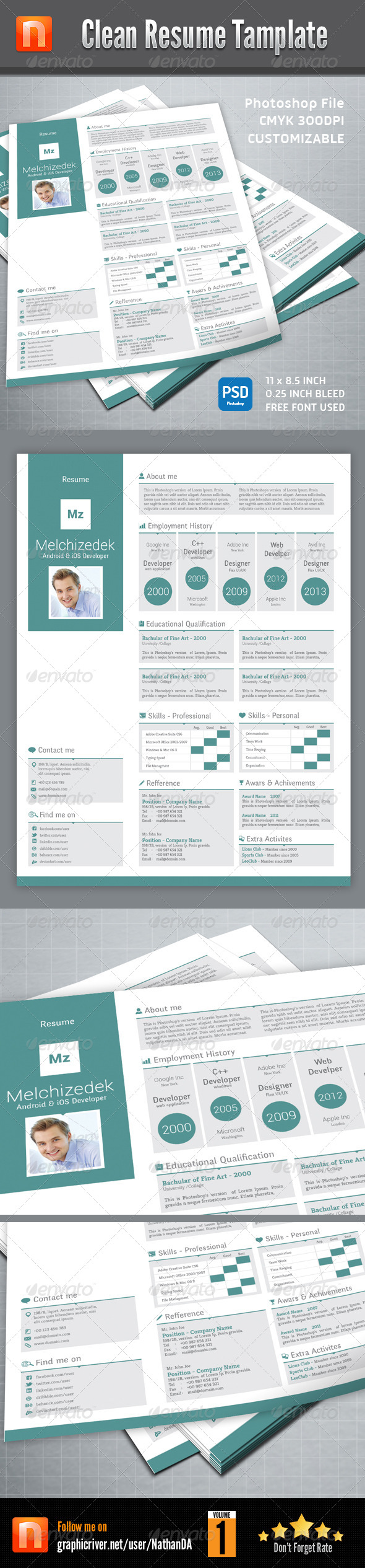 GraphicRiver Clean Resume Tamplate V1 5507067 GraphicRiver Clean Resume Tamplate V1 5507067