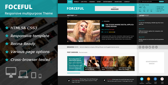 ForceFul - HTML5 Magazine Website Template - Corporate Site Templates