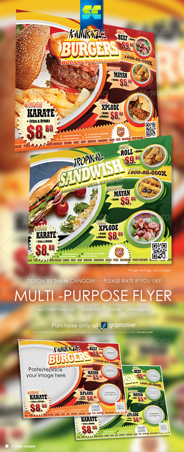 Multi-Purpose Food Flyers - Restaurant Flyers