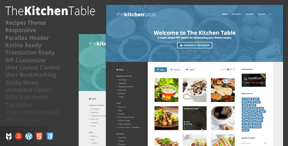 ThemeForest The Kitchen Table Responsive Recipes WP Theme 5516768 ThemeForest The Kitchen Table Responsive Recipes WP Theme 5516768