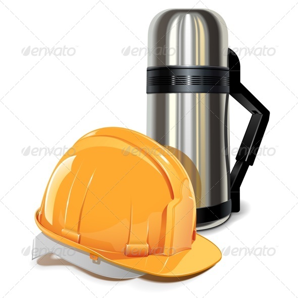 GraphicRiver Vector Thermos with Helmet 5522919 GraphicRiver Vector Thermos with Helmet 5522919