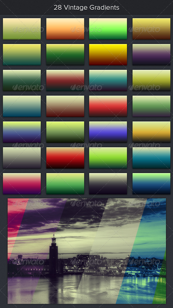 28 Vintage Gradients - Photoshop Add-ons