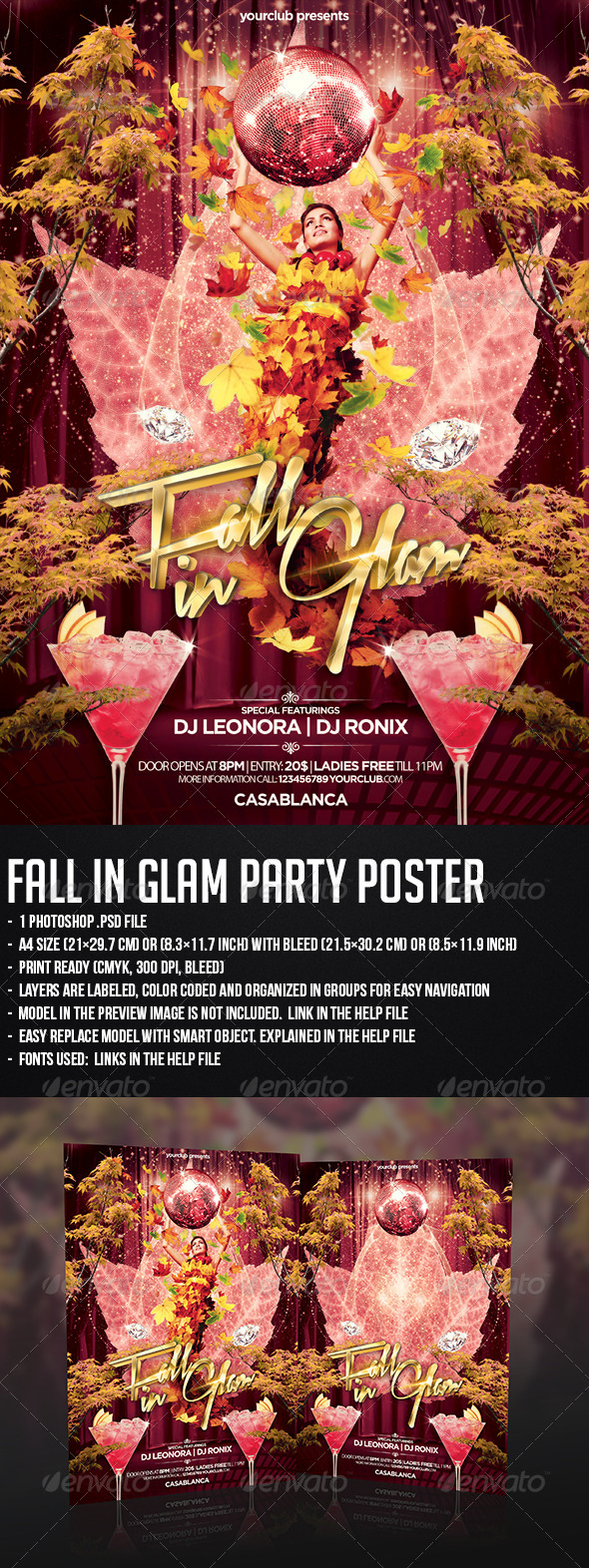 Fall In Glam Party Flyer - Clubs & Parties Events