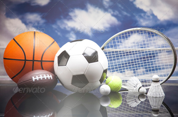 Sport Equipment, Soccer,Tennis,Basketball - Stock Photo - Images