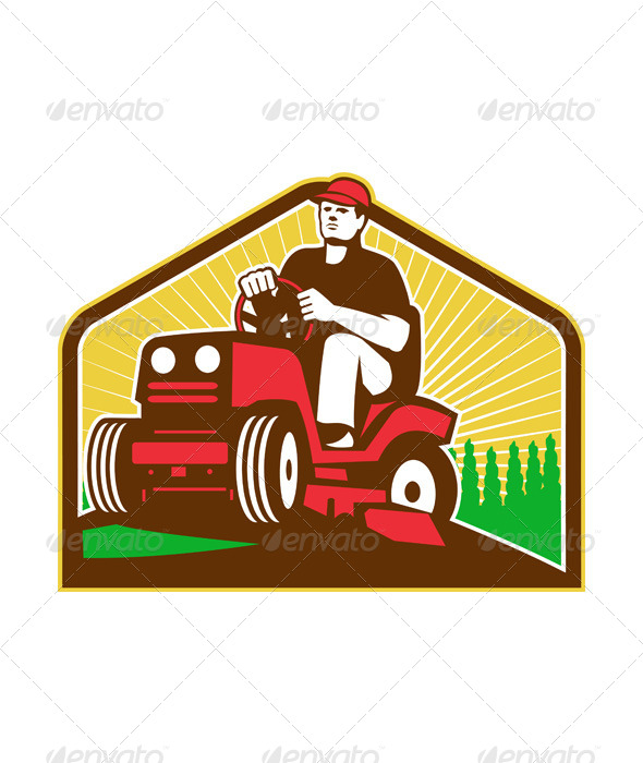 GraphicRiver Gardener Landscaper Ride on Lawn Mower Retro 5544988 GraphicRiver Gardener Landscaper Ride on Lawn Mower Retro 5544988