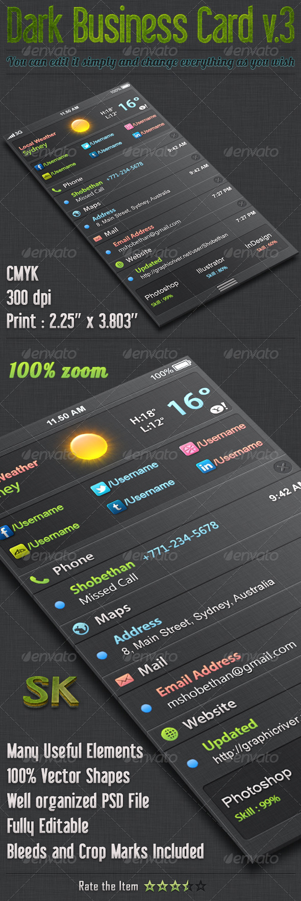 GraphicRiver Dark iOS Business Card v.3 5526868 GraphicRiver Dark iOS Business Card v.3 5526868