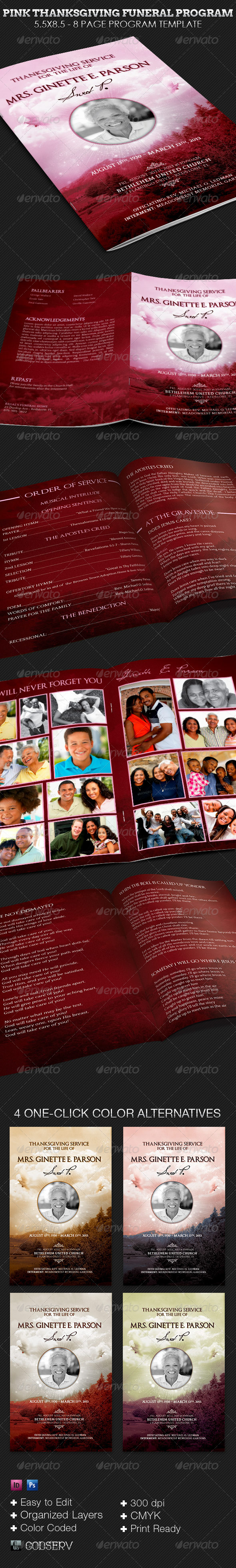 GraphicRiver Pink Thanksgiving Funeral Program Template 5549624 GraphicRiver Pink Thanksgiving Funeral Program Template 5549624