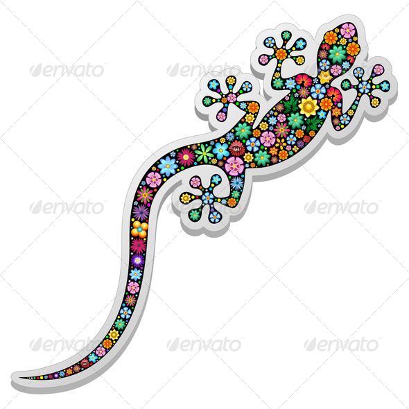GraphicRiver Floral Gecko Lizard Sticker 5551802 GraphicRiver Floral Gecko Lizard Sticker 5551802
