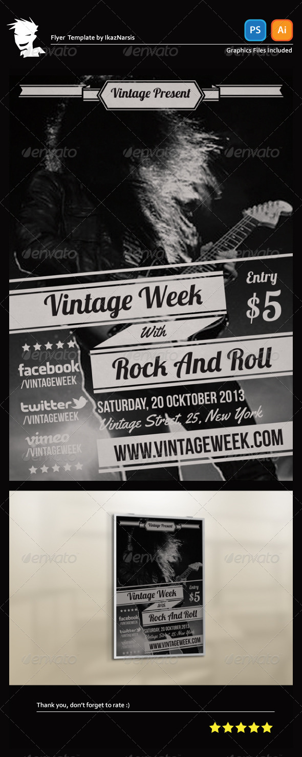 Vintage Week Flyer Template - Concerts Events