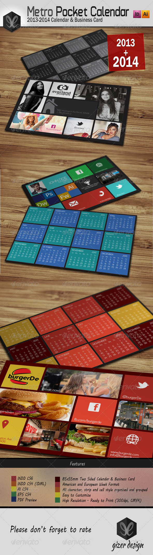 Pocket Calendar 2013 + 2014 - Metro Style - Calendars Stationery