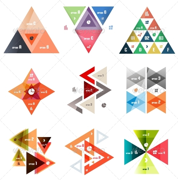 Set of Abstract Triangle Modern Templates - Web Elements Vectors