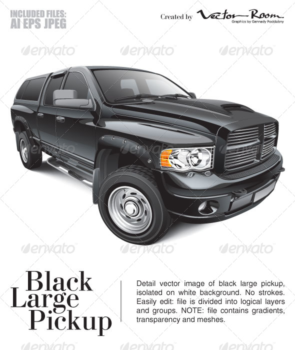 Black Large Pickup - Vectors