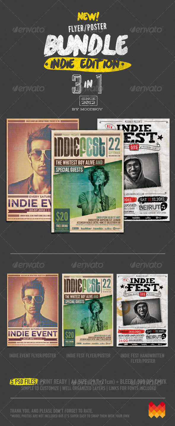 GraphicRiver Indie Flyers Posters Bundle 5532460 GraphicRiver Indie Flyers Posters Bundle 5532460