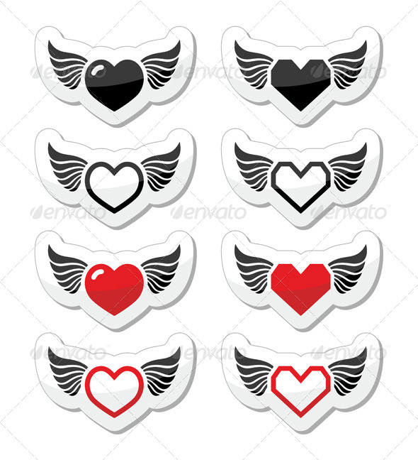 GraphicRiver Heart with Wings Icons Set 5565823 GraphicRiver Heart with Wings Icons Set 5565823