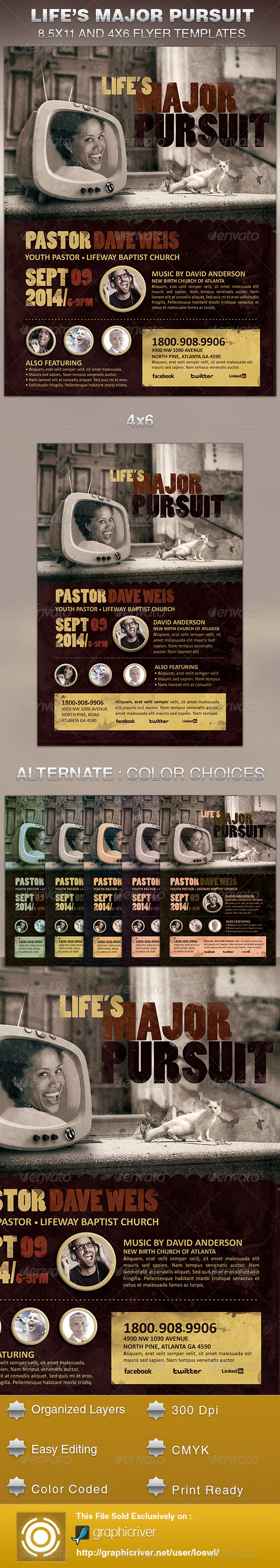 Life's Major Pursuit Church Flyer Template - Print Templates