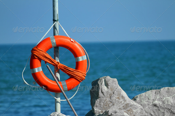 lifeboat in the sea on a hot summer day
