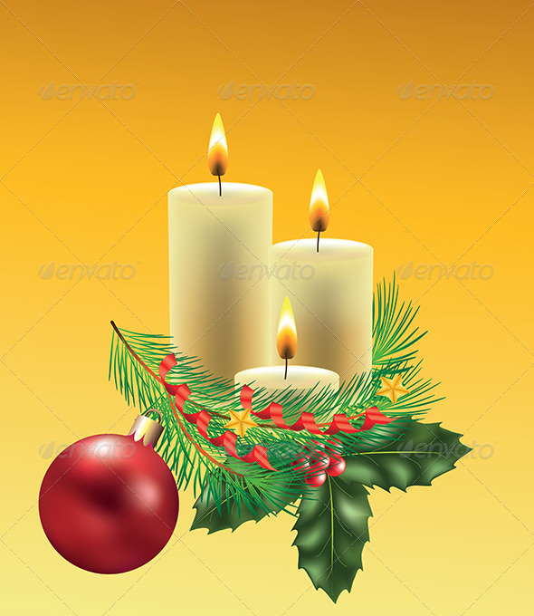 GraphicRiver Christmas Candles with Decorated Fir-Tree Branch 5570898 GraphicRiver Christmas Candles with Decorated Fir-Tree Branch 5570898