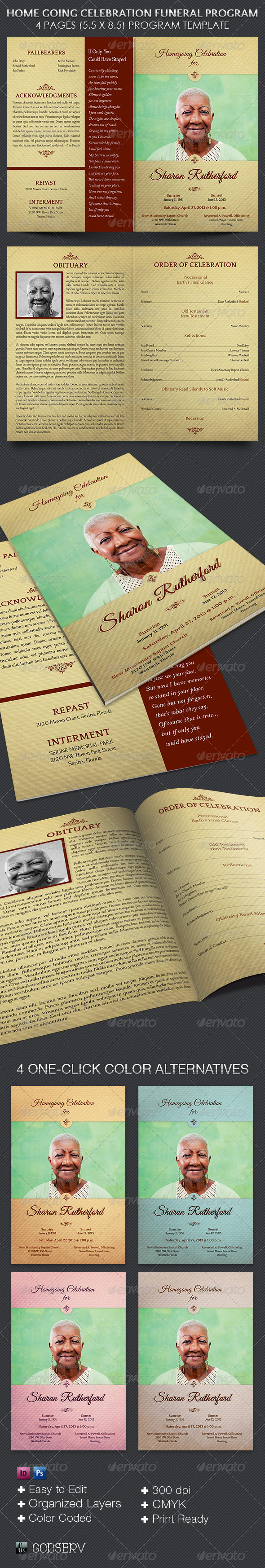 Home Going Funeral Program Template - Informational Brochures