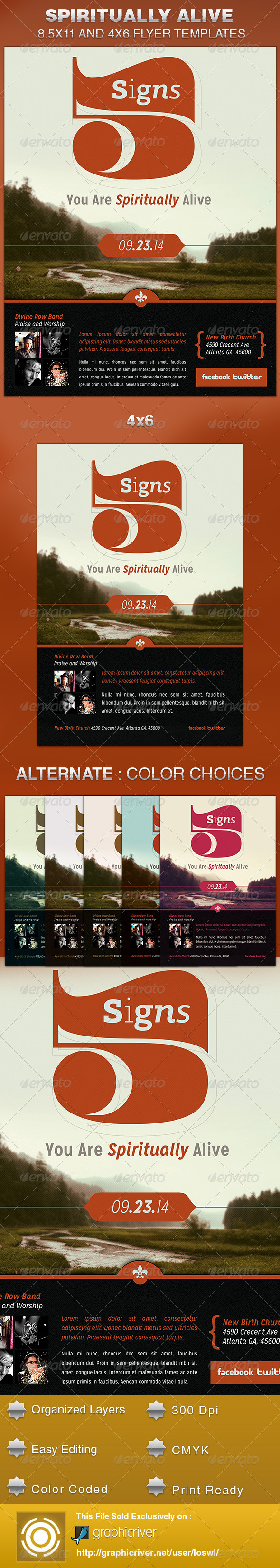 Spiritually Alive Church Flyer Template - Church Flyers