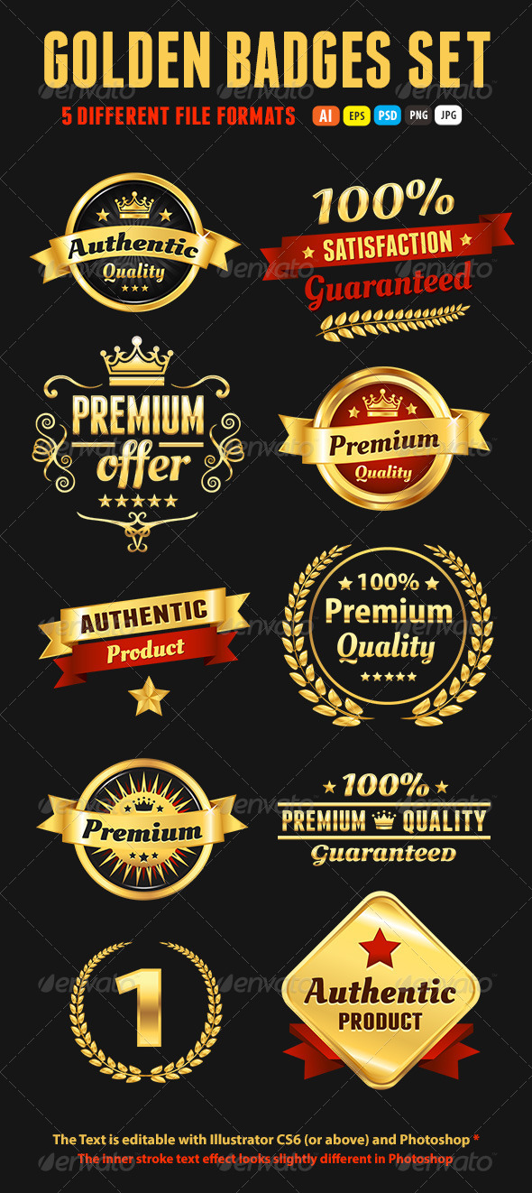 GraphicRiver Set Of Golden Premium Badges 5579906 GraphicRiver Set Of Golden Premium Badges 5579906