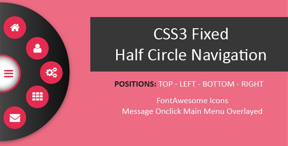CSS3 Fixed Half Circle Navigation - CodeCanyon Item for Sale