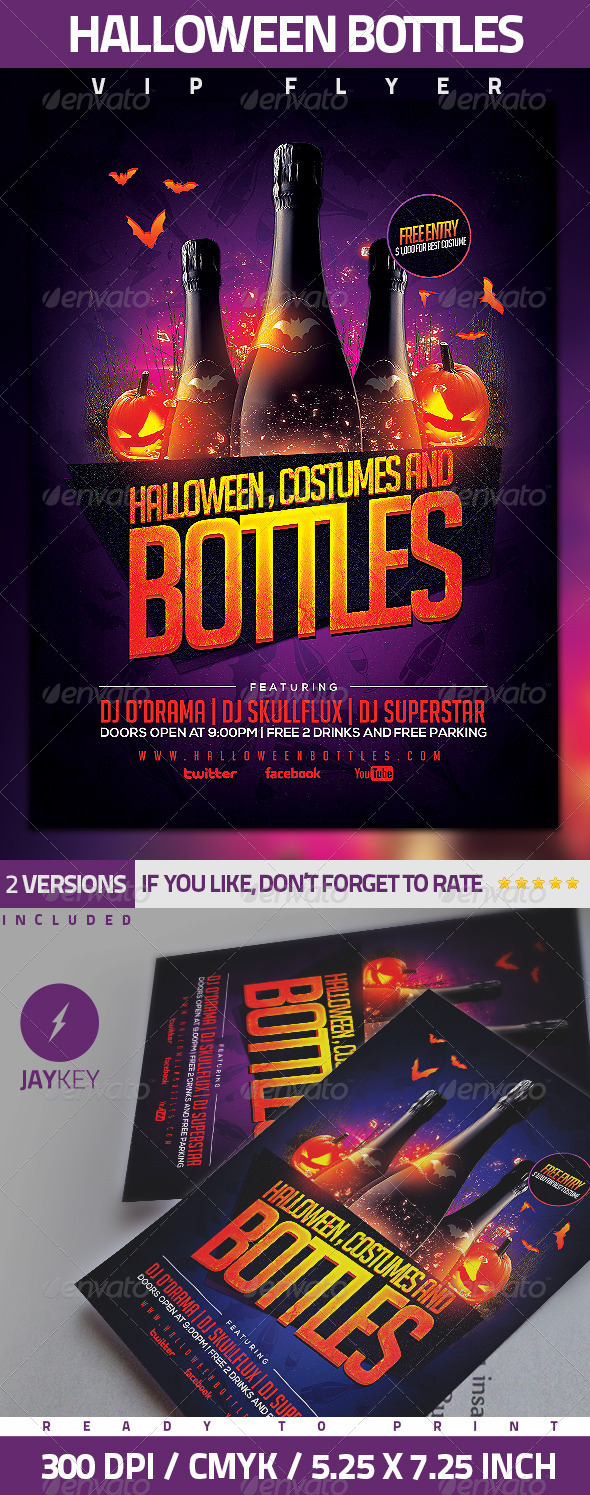 Halloween Bottles Party Flyer - Clubs & Parties Events