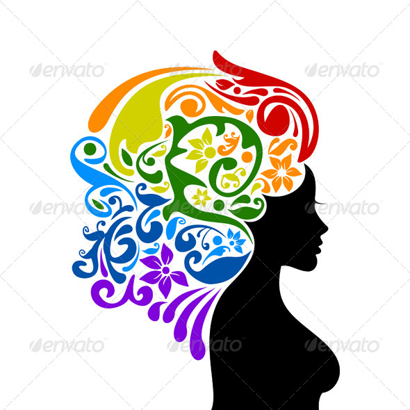 GraphicRiver Woman with Floral Rainbow Hair 5604494 GraphicRiver Woman with Floral Rainbow Hair 5604494