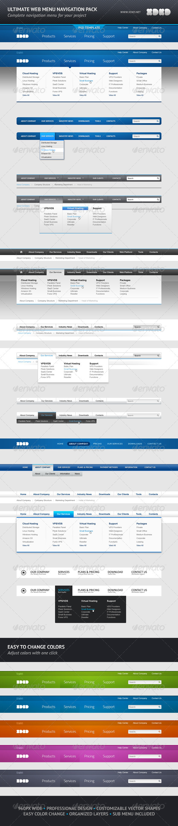 Ultimate Web Menu Navigation Pack - Navigation Bars Web Elements