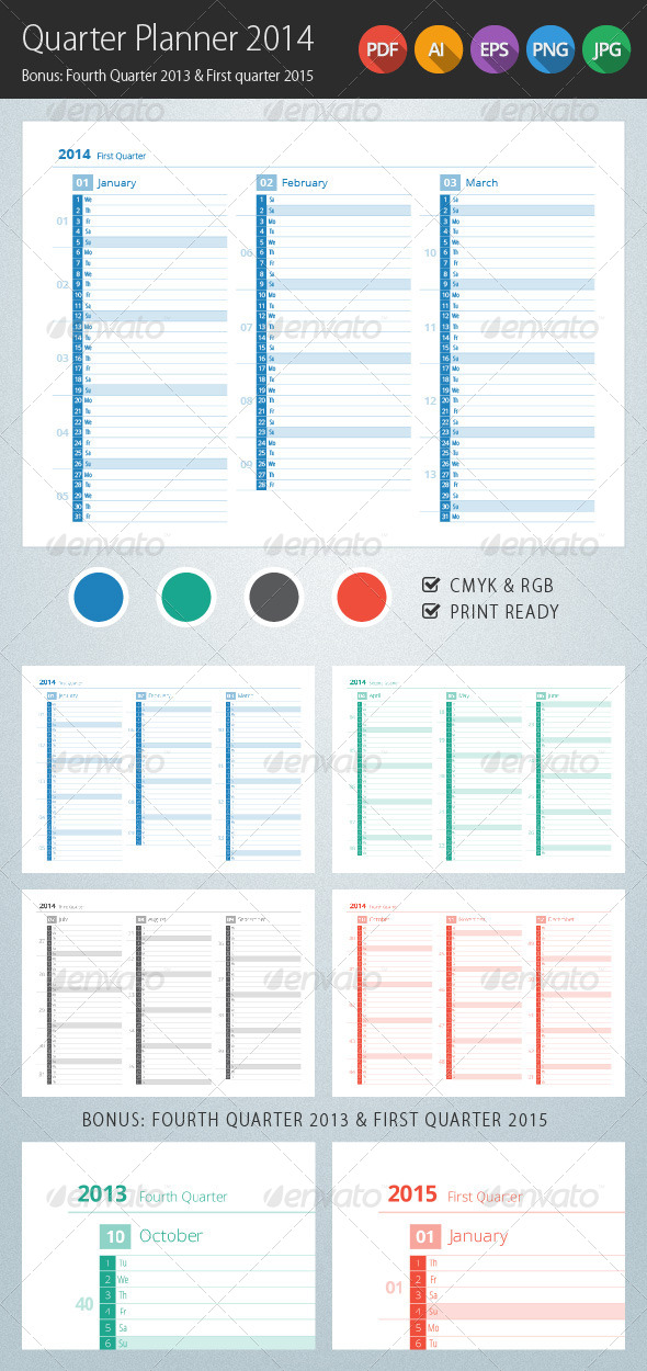 Quarter Planner 2014 Calendar - Calendars Stationery