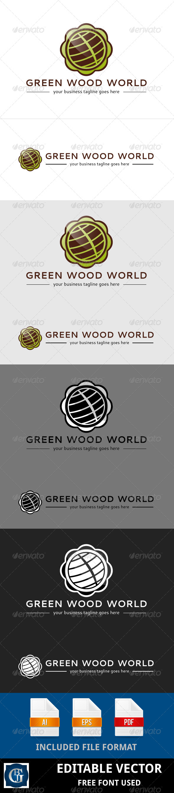 Green Wood World Logo (Abstract)