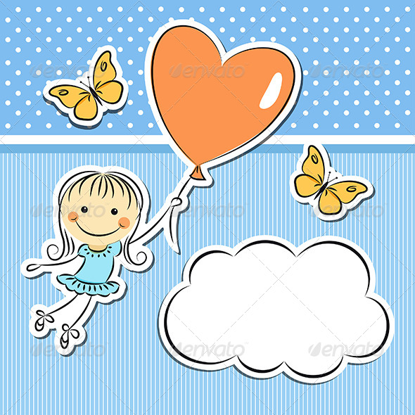 GraphicRiver Happy Girl with Heart Balloon 5625694 GraphicRiver Happy Girl with Heart Balloon 5625694