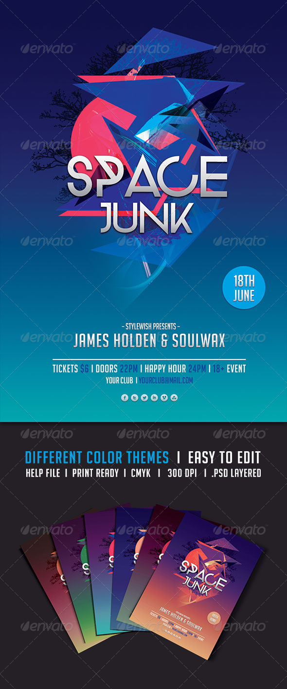 Space Junk Flyer - Clubs & Parties Events
