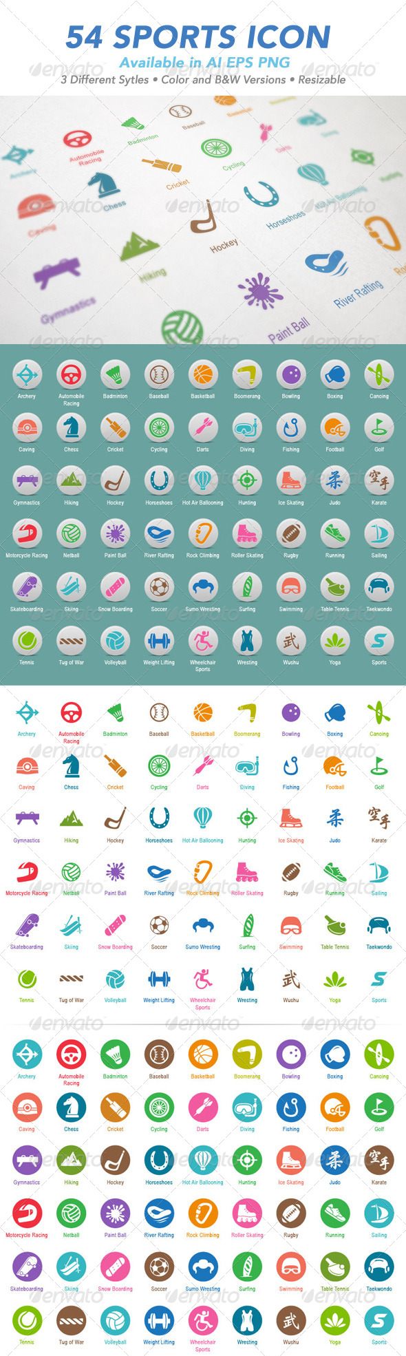 GraphicRiver 54 Sports Icon Set 5541236 GraphicRiver 54 Sports Icon Set 5541236