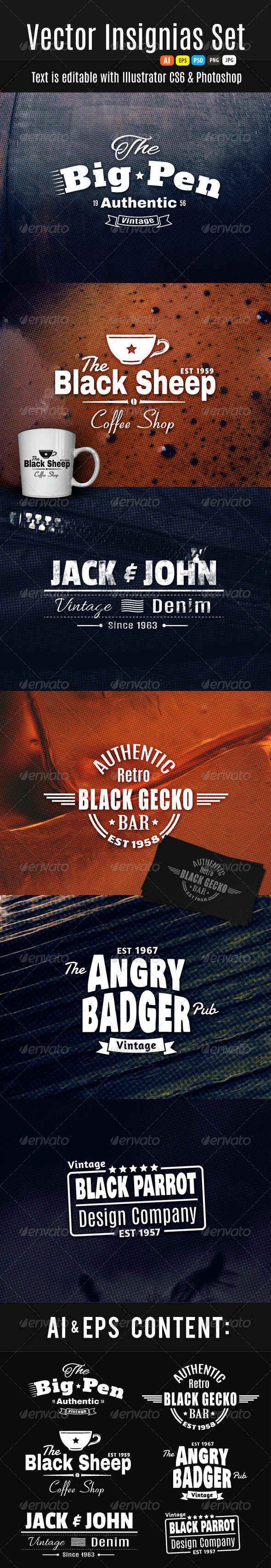 GraphicRiver Set Of Vintage Insignias 5641090 GraphicRiver Set Of Vintage Insignias 5641090