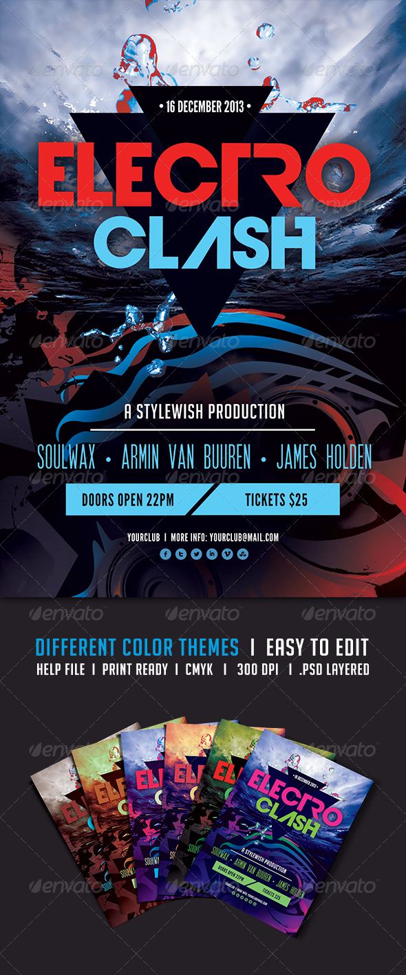 Electro Clash Flyer - Clubs & Parties Events