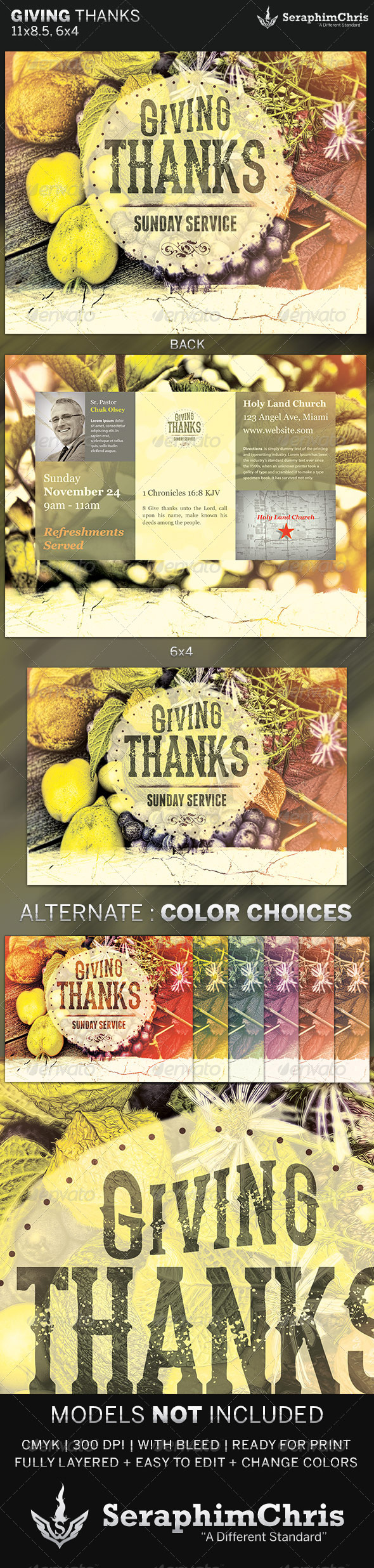 Giving Thanks: Harvest Church Flyer Template - Church Flyers