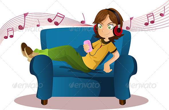 GraphicRiver Girl Listening to Music 5652125 GraphicRiver Girl Listening to Music 5652125