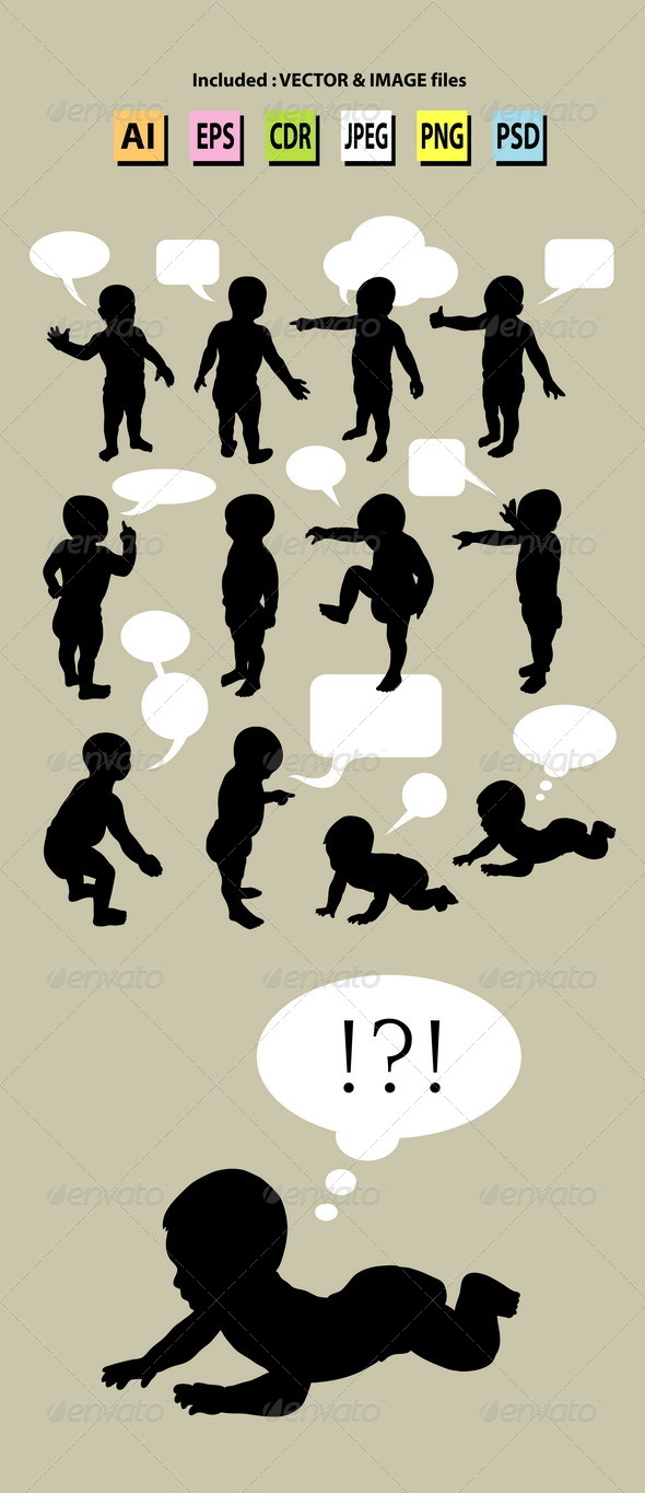 GraphicRiver Talking Baby Silhouettes 5664013 GraphicRiver Talking Baby Silhouettes 5664013