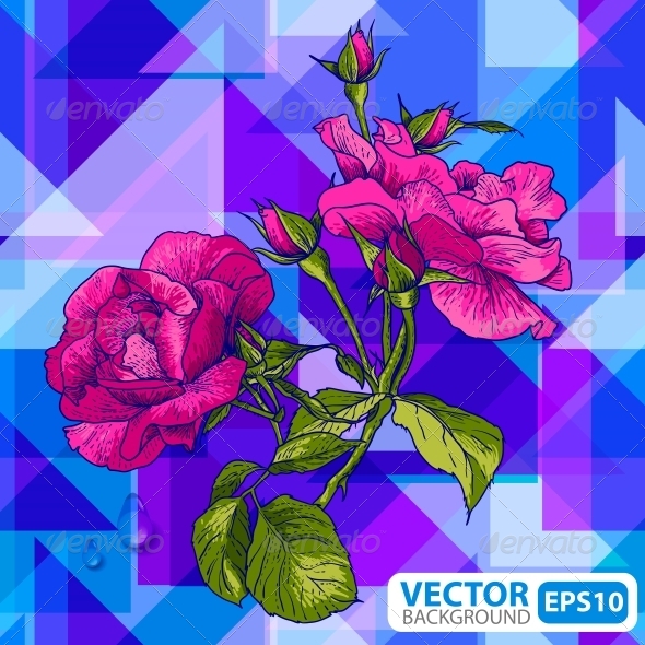GraphicRiver Flowers on a Geometric Background 5674001 GraphicRiver Flowers on a Geometric Background 5674001