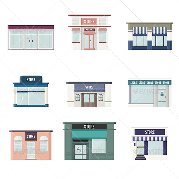 GraphicRiver Flat 3D Stores 5676211 GraphicRiver Flat 3D Stores 5676211