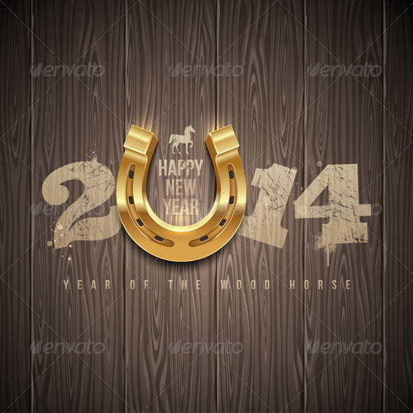 GraphicRiver New 2014 Year Greetings Design with Horseshoe 5677643 GraphicRiver New 2014 Year Greetings Design with Horseshoe 5677643