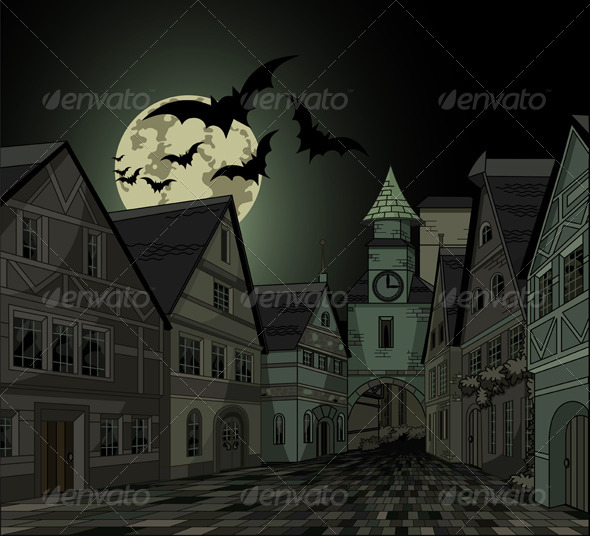 GraphicRiver Spooky Night at Town 5682536 GraphicRiver Spooky Night at Town 5682536