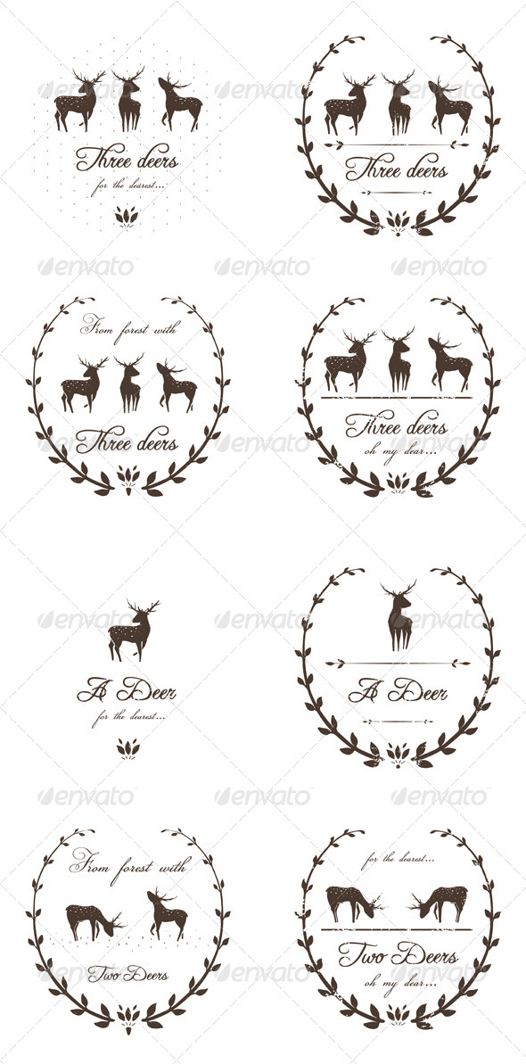 GraphicRiver Vintage Labels Collection with Deers 5684666 GraphicRiver Vintage Labels Collection with Deers 5684666